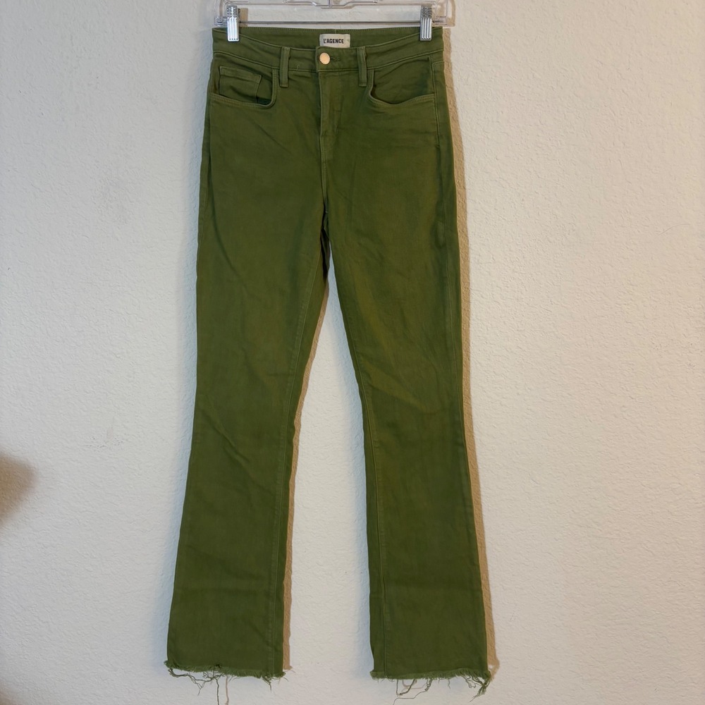 L'AGENCE Ruth High Rise Straight Jeans Size 26 Cactus Green